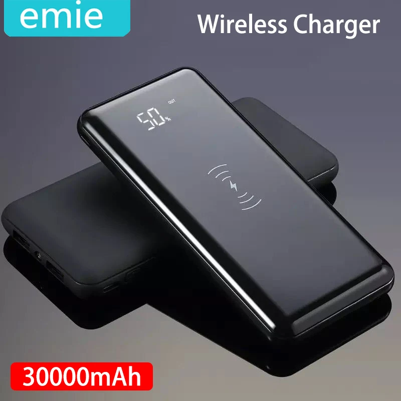 

30000mah Power Bank External Battery Bank Built-in Wireless Charger Powerbank Portable QI Wireless Charger for Samsung iPhone XS