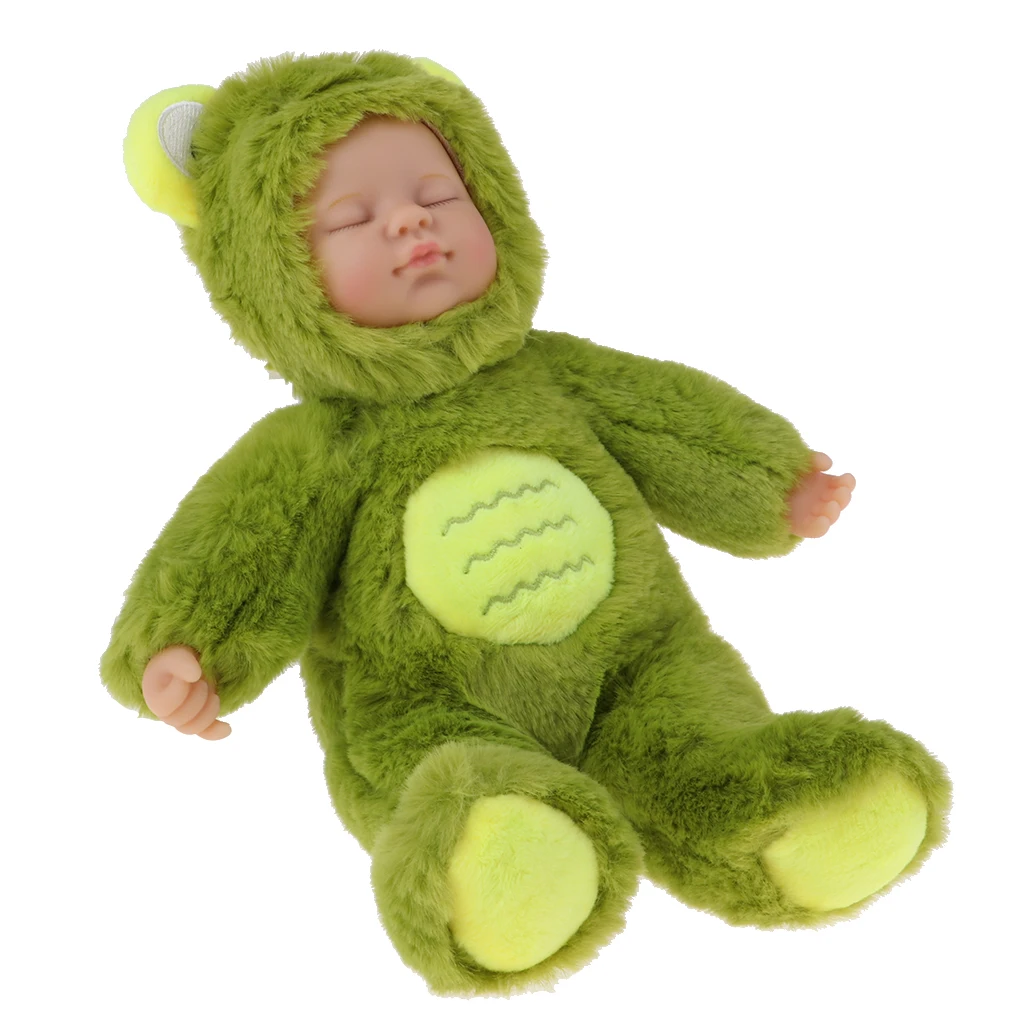 Lovely Simulation Newborn Sleeping Baby Infant Doll Lifelike Stuffed Animal Toys Plush Frog Baby Birthday New Year Gifts