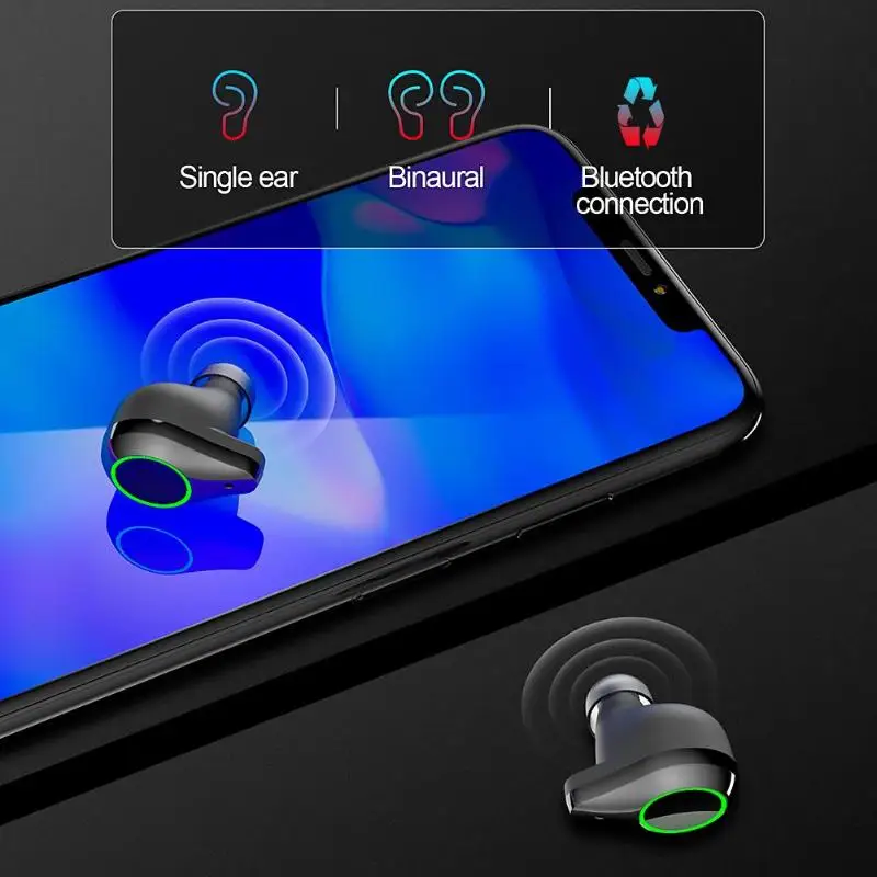 TWS T9 Bluetooth V5.0 наушники Беспроводная гарнитура стерео двойной микрофон спортивные наушники IPX7 водонепроницаемые с 7000 мАч зарядным устройством