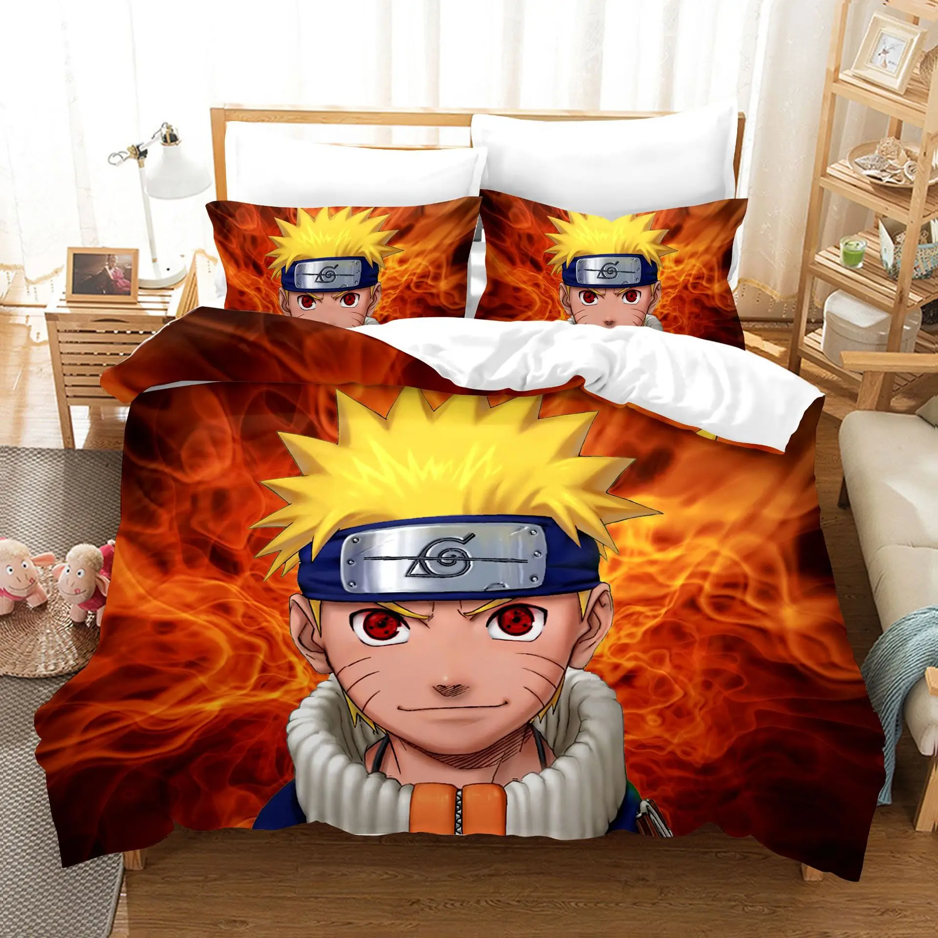 Naruto Anime Bedding Set Duvet/Quilt Cover Pillowcases Domitory/Bedroom Students 