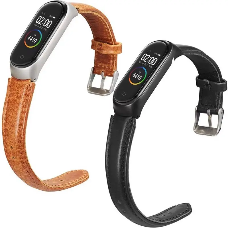 Genuine leather band wrist band for xiaomi mi band 3 strap Mi band 3 4 Leather strap smart watch Bracelet for Xiaomi MiBand 3 4