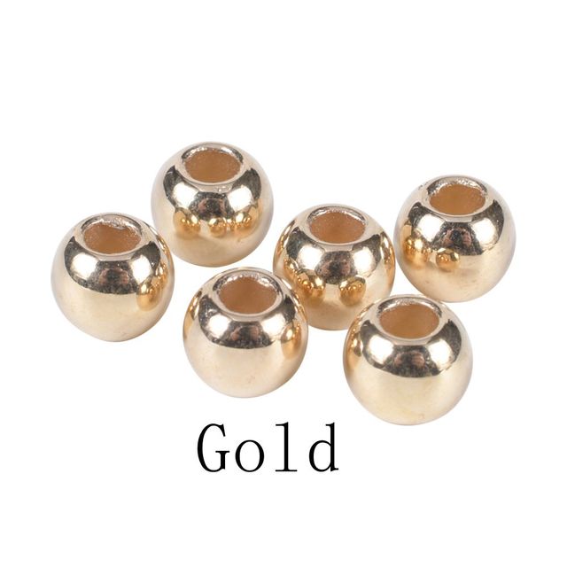 Dia 4 6 8 10 12mm Gold Silver Diy Beads Accessories Big Large Hole CCB Spacer Loose Beads For Jewelry Making