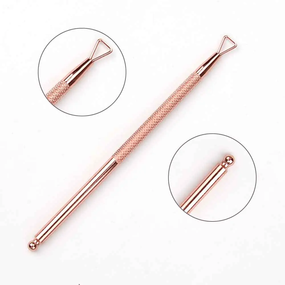 Rose gold Single-end Инструмент для снятия гель-лака с ногтей кутикулы толкатель Очиститель ногтей УФ гель лак для удаления омертвевшей кожи из нержавеющей стали маникюр Дизайн ногтей - Цвет: Rose gold Single-end