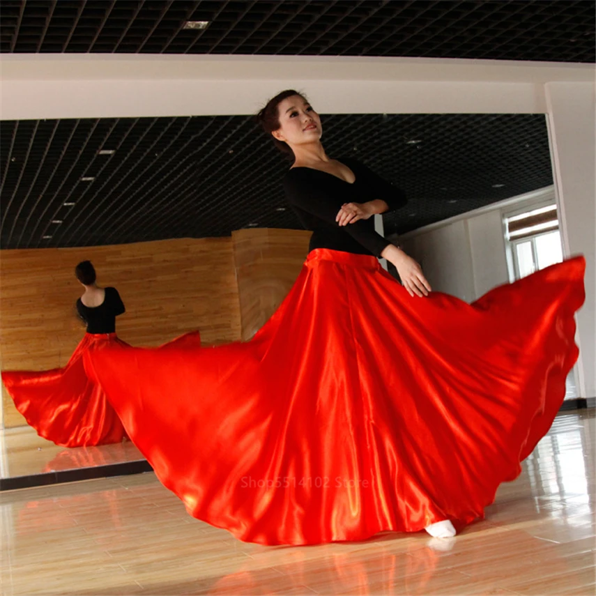 Костюм для испанского фламенко; платье для женщин и девочек; Gyspy; одежда для бальных танцев; одежда для выступлений; цельнокроеная Однотонная юбка - Цвет: Red