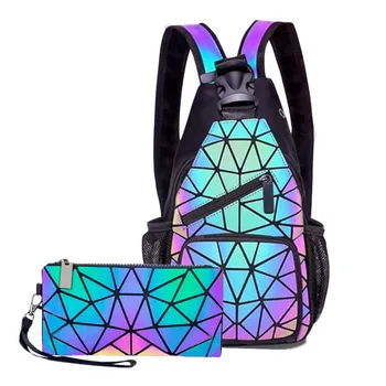 

2020 New women's backpack High quality Luminous geometry Chest Bag Small backpack Fashion Glow women Travel Backpack female bag