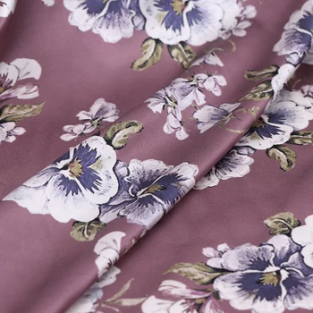 

Summer Flower Elastic Satin Fabric Exquisite Silk Clothing Dress Material