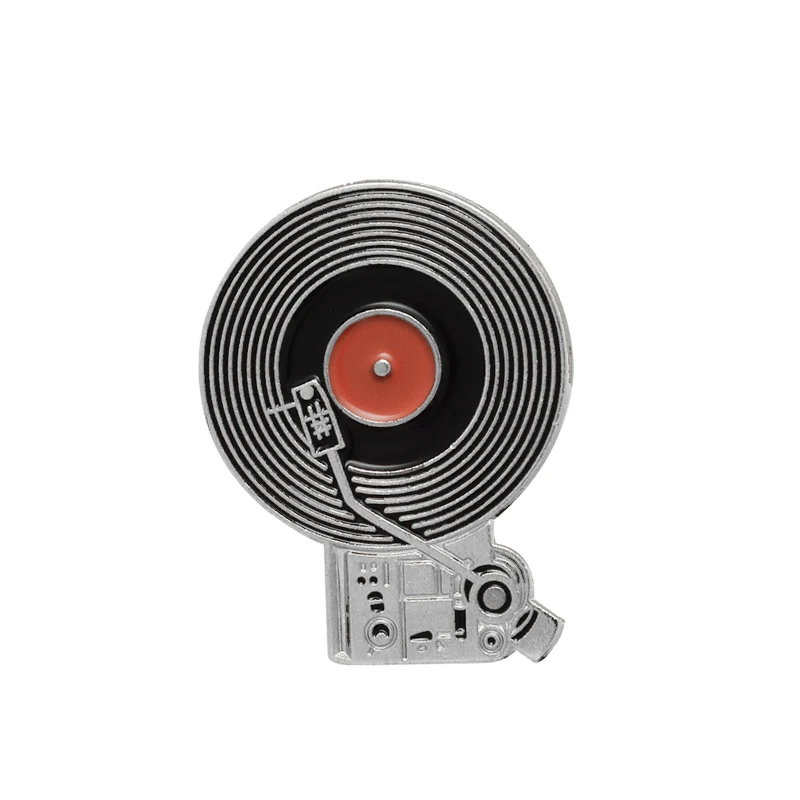 Style 2 'Хороший вид' Виниловая пластинка лента CD граммофон эмалированная брошь DJ Скелет штырьки на руку кожаный значок музыкальный ювелирный подарок для возлюбленных brosa - Окраска металла: Style 2