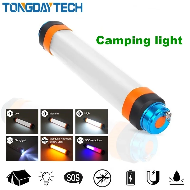 

Tongdaytech LED Camping Light Power Bank Flashlight USB Rechargeable IP68 6 Modes Tent Camping Magnetic lamp Car Warning Light
