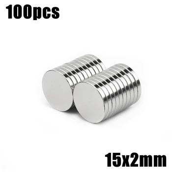 

100pcs 15x2mm Super Powerful Strong Bulk Small Round NdFeB Neodymium Disc Magnets Dia 15mm x 2mm N35 Rare Earth NdFeB Magnet