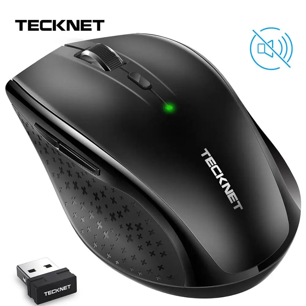 

TeckNet Alpha Ergonomic Mice 2.4GHz Wireless Mouse Silent Button with USB Nano Receiver for Laptop Computer 3000/2000/1600/1200