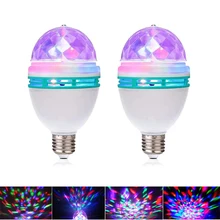 

E27 3W Crystal Disco Magic Ball Lamp RGB Color Projector Auto Rotating DJ Stage Light 85-265V LED Bulb For Holiday Party Bar KTV