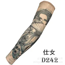 Нарукавник с татуировкой, стиль, серовато-черный, простой цвет, дракон, карп, монстр, красавица, веер, напечатанные татуировки, рукава для рук