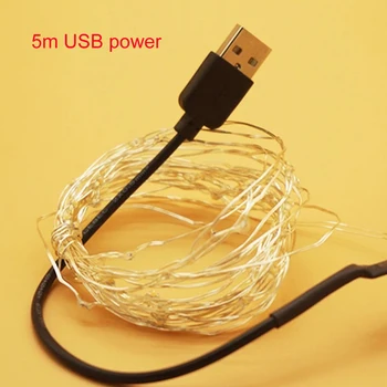 

USB LED string light 10M 5M silver wire garland home Christmas wedding party decoration