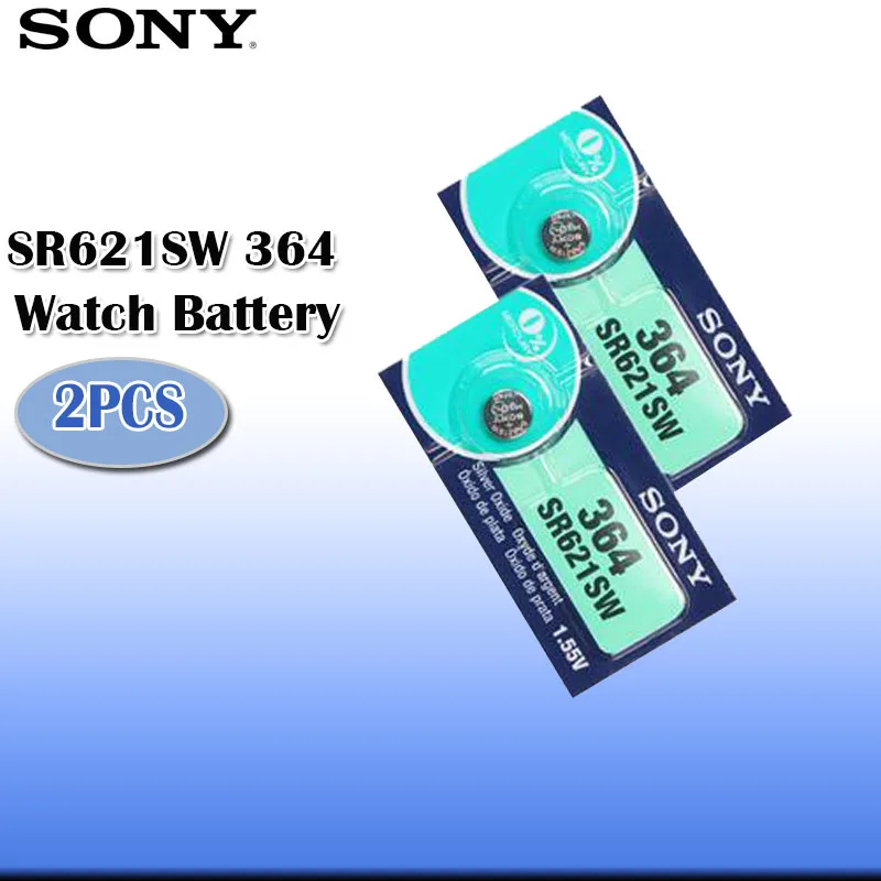 

2pcs/lot Sony 364 100% Original 1.55V Silver Oxide Watch Battery 364 SR621SW V364 SR60 SR621 AG1 Button Coin Cell MADE IN JAPAN