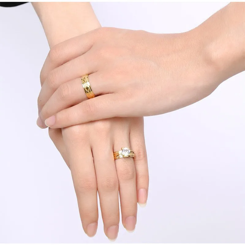 Vnox 2pcs Anillo De Compromiso De Matrimonio Gran Cz Piedra Vnox 2pcs Anillo De Compromiso De Matrimonio Gran Cz Piedra