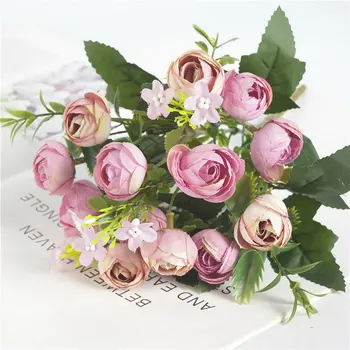 

13 head Tea Roses Bundle Home Living Room Wedding Decoration Flores Silk Artificial Flower