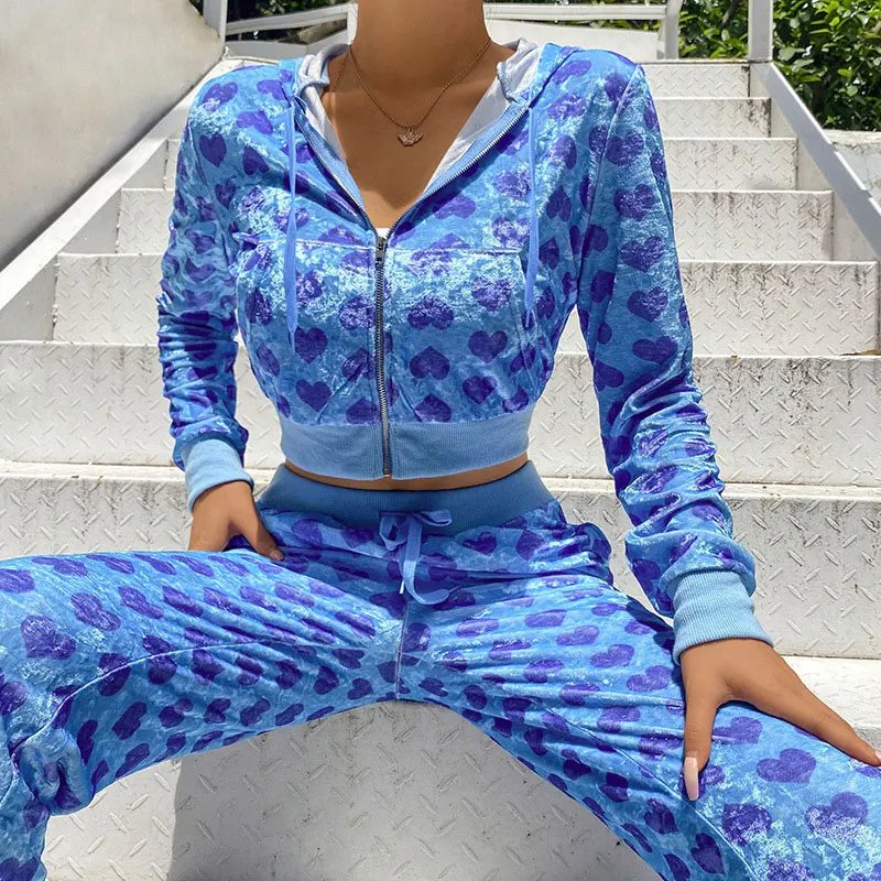 Women's Louis Vuitton Print Casual Velvet Sweat Suit