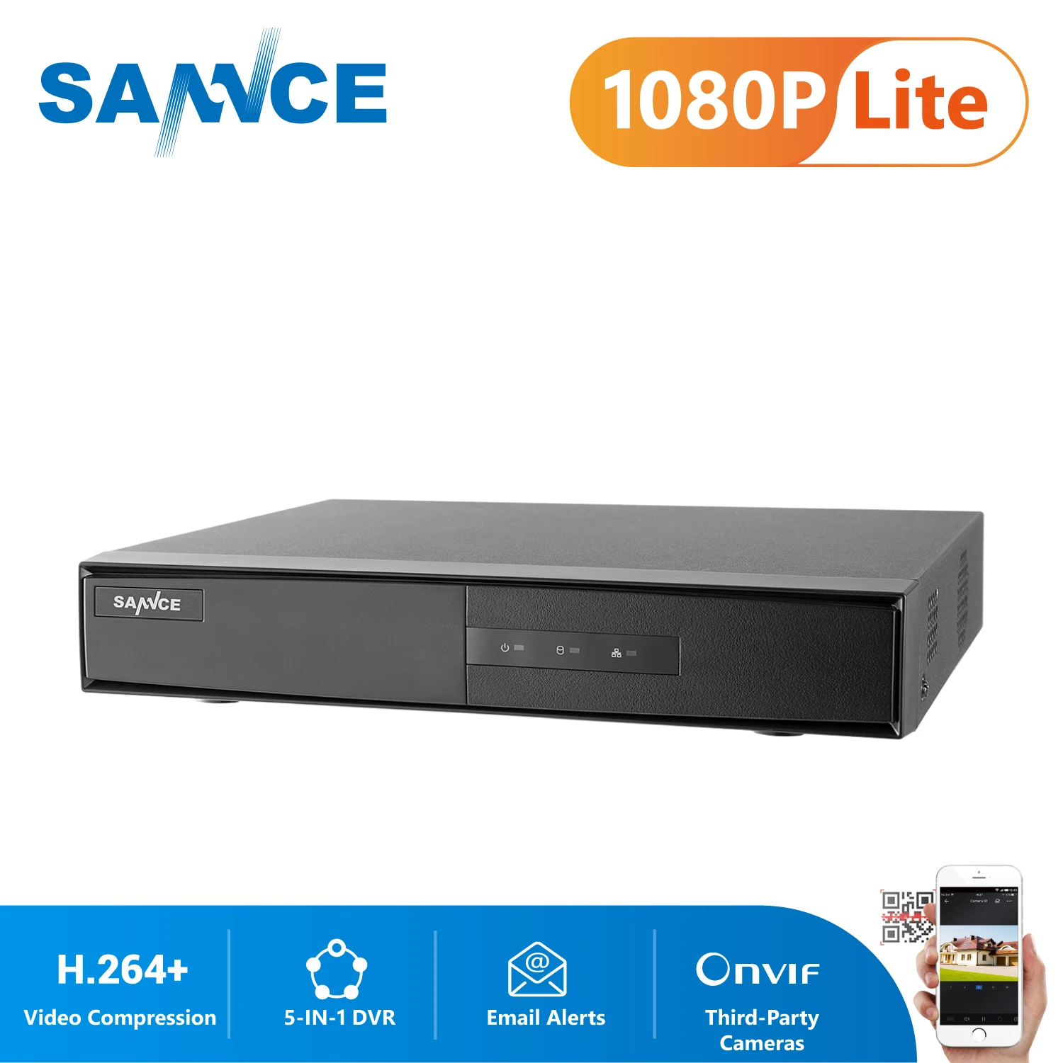 Видеорегистратор SANNCE 4-канальный TVI DVR AHD 5-в-1 1080N система видеонаблюдения