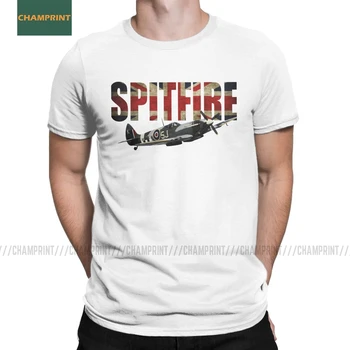 

RAF British Supermarine Spitfire WW2 Fighter T-Shirts Men Cotton T Shirts Plane WW2 War Pilot Aircraft Airplane Short Sleeve Tee