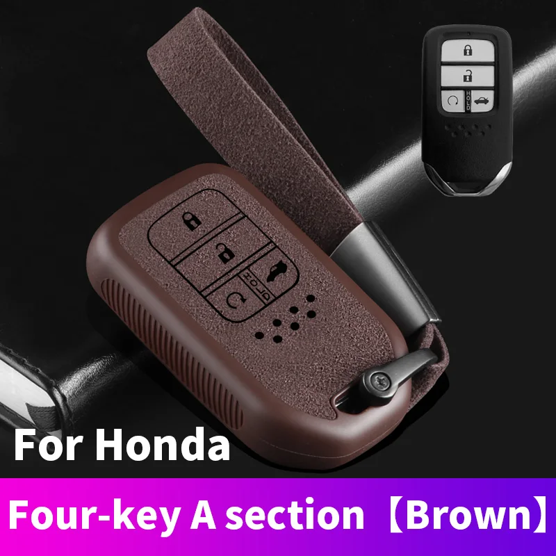 Чехол для ключей с дистанционным управлением для Honda 19CRV Pilot Accord Civic Fit HR-V - Название цвета: 4 Button A-Brown