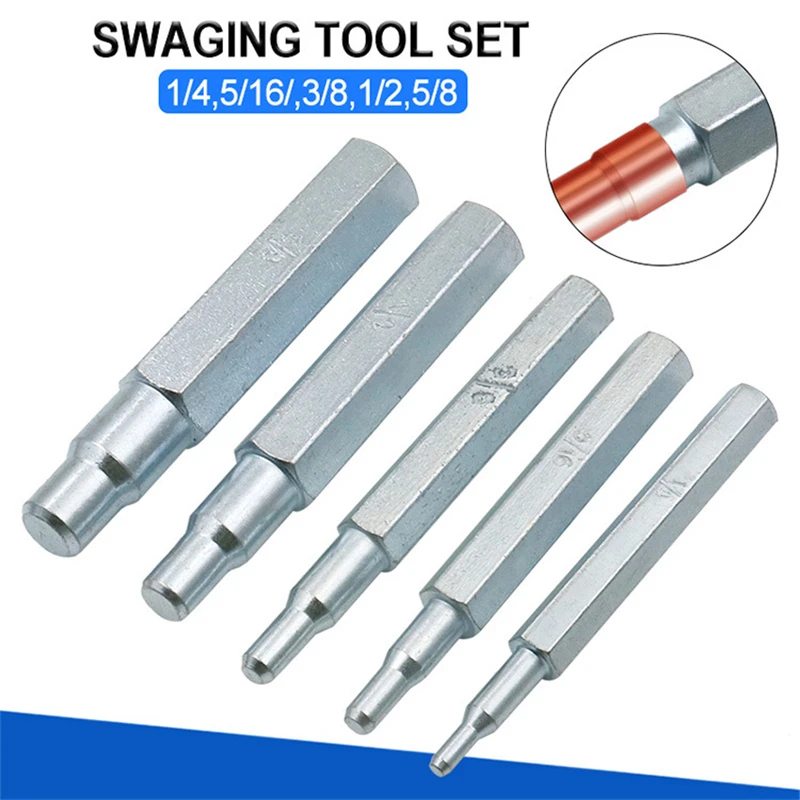 5/16,3/8 1/2 and 5/8 SWAG 5pcs Set Copper Tube Expanding Swaging Punch Tool 1/4 
