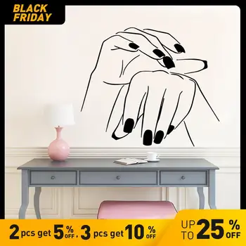 Billig Abnehmbare Wand Vinyl Nagel Salon Pvc Wand Aufkleber Für Schönheit Salon Hintergrund Wand Kunst Aufkleber Aufkleber Tapete