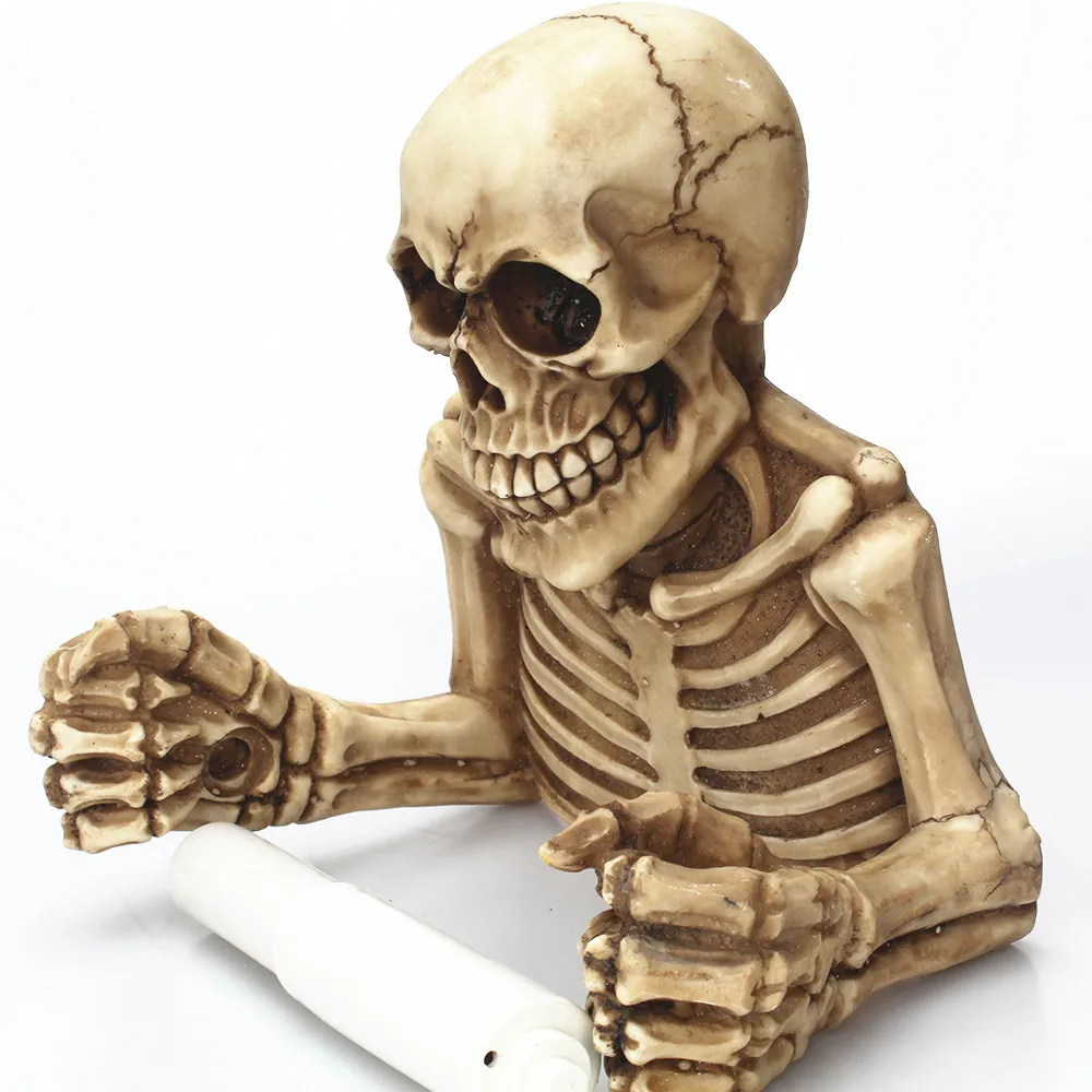 4 Creative Skull Toilet Paper Holder Wall Mount Tissue Box Paper Roll Holder 3D Sanitary Paper Storage Bar Bathroom Organizer