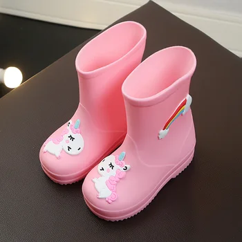

Rain Boots Children Ankle Boots Rubber Baby Toddler Shoes Waterproof Water Shoes Kids Girls Boots Unicorn Rainbow Shoes