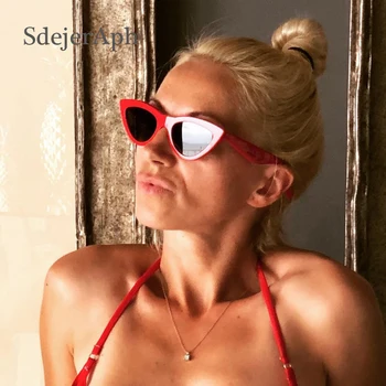 

Red Cat's Eye Sunglasses Women Vintage Fashion Triangle Glasses Frame Cat Eye Sunglasses for Women Men Sun Glasses Oculos UV400