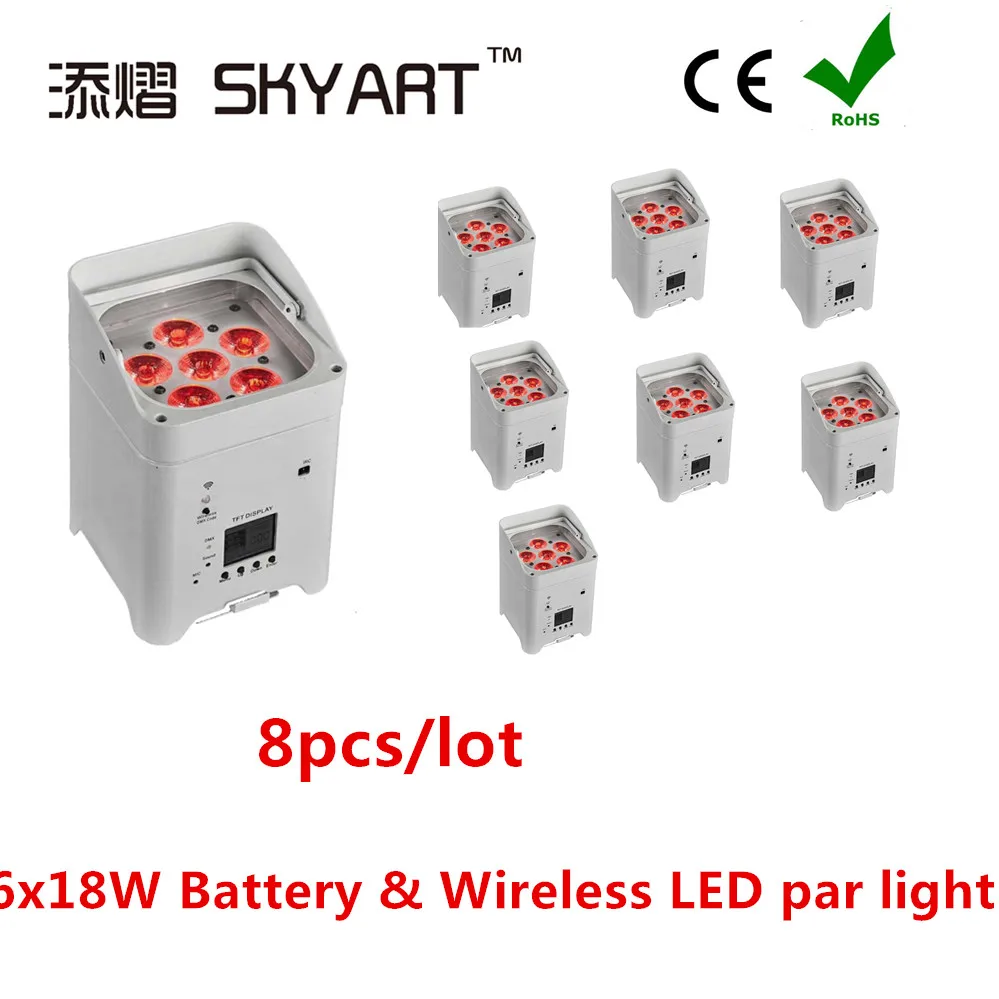 8pcs Профессиональный Фабричный дешевый чехол 6x18W Светодиодный аккумулятор RGBWA светодиодный светильник - Цвет: 8pcs
