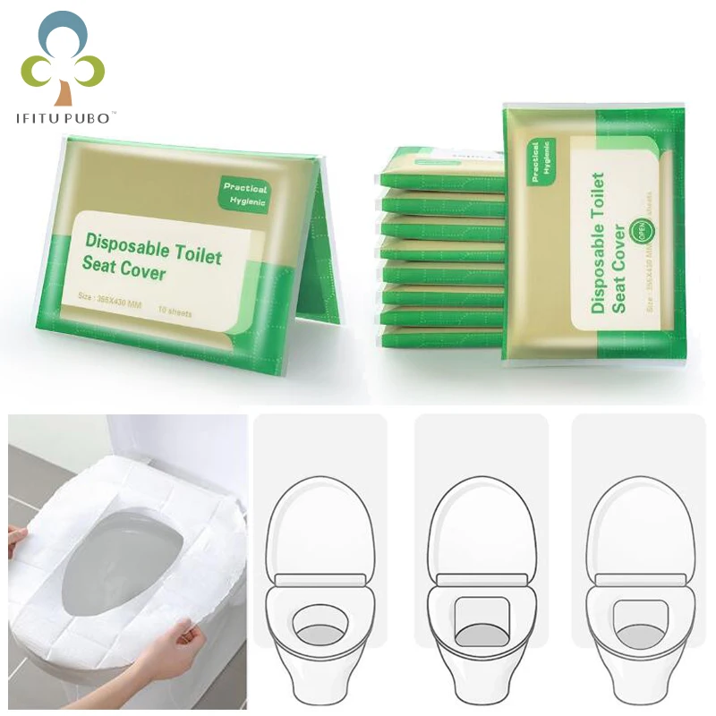 5 упаковок = 50 шт одноразовые бумажные Чехлы для унитаза кемпинга Loo wc