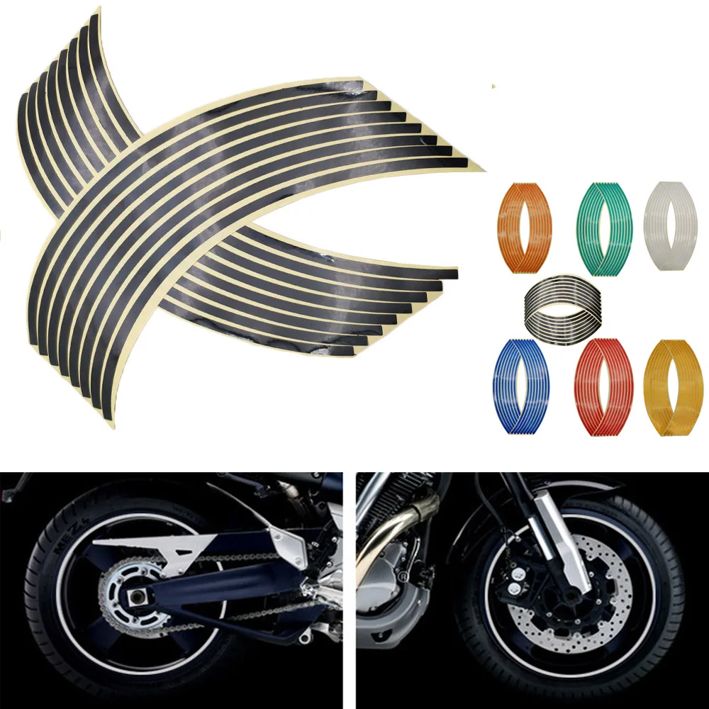 16Pcs Universal Waterproof Motorcycle Wheel Rim Reflective Stickers Moto Auto Decal For Honda cbf 650f cbr 900 rr 250 r 500r | Автомобили