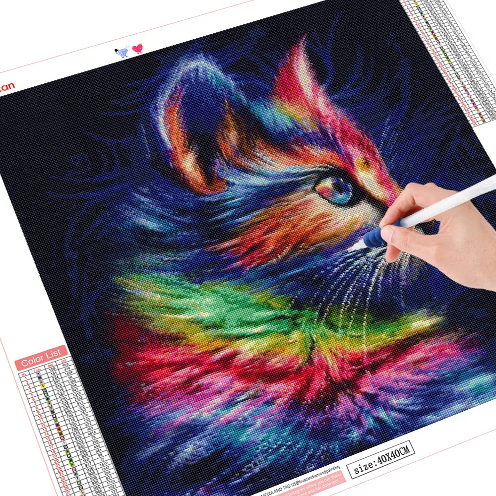 DIY Diamond Painting Cat Animal Full Square Rhinestone  (1)