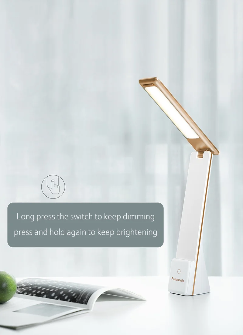 Panasonic LED Desk Light Touch Sensor Folding Table Lamp Portable USB Rechargeable Reading Light Ni