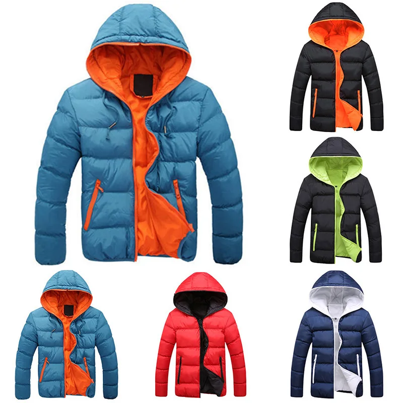 Hot Winter Outwear Padded Coat Zipper Warm Men Hooded Jacket Fashion Thick Slim Boy Coat