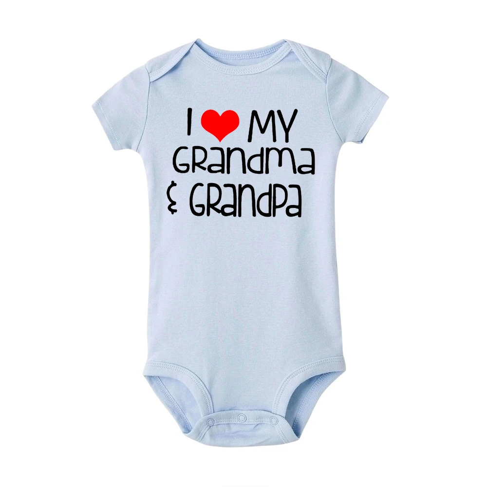 Newborn Baby Cotton Romper I Love My Grandma and Grandpa Print Funny Infant Boys Girls Soft Short Sleevd Fashion Jumpsuit Outfit
