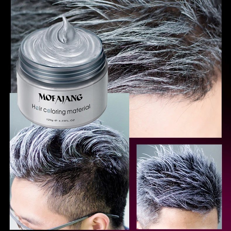 Mofajang 120g Hair Color Promades Wax Silver Ash Grey Strong Hold Temporary  Hair Dye Gel Mud Easy Wash Hair Coloring Styling Wax - Hair Color -  AliExpress