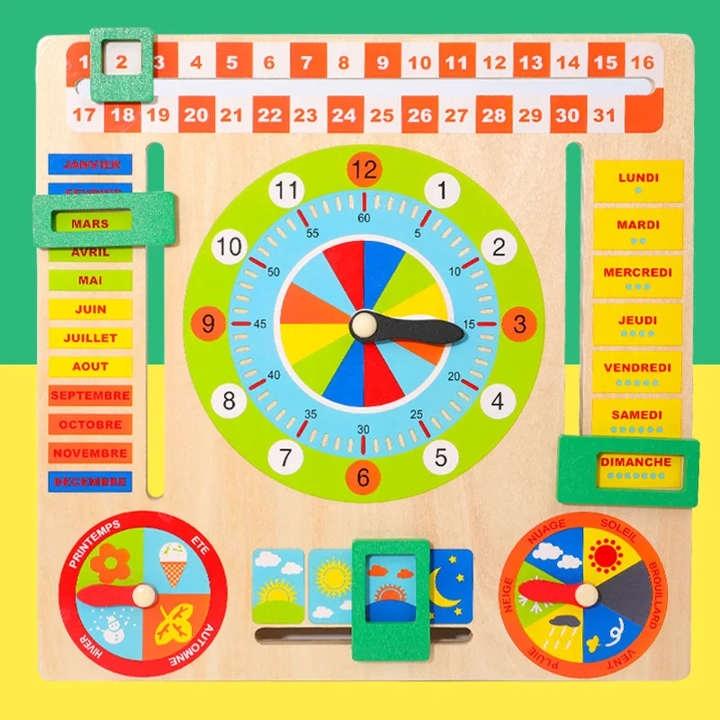 Juego de mesa de madera Montessori para bebé, tiempo de la temporada meteorológica, rompecabezas cognitivo, figuras educativas de aprendizaje temprano para niño, juguetes, regalo de Navidad