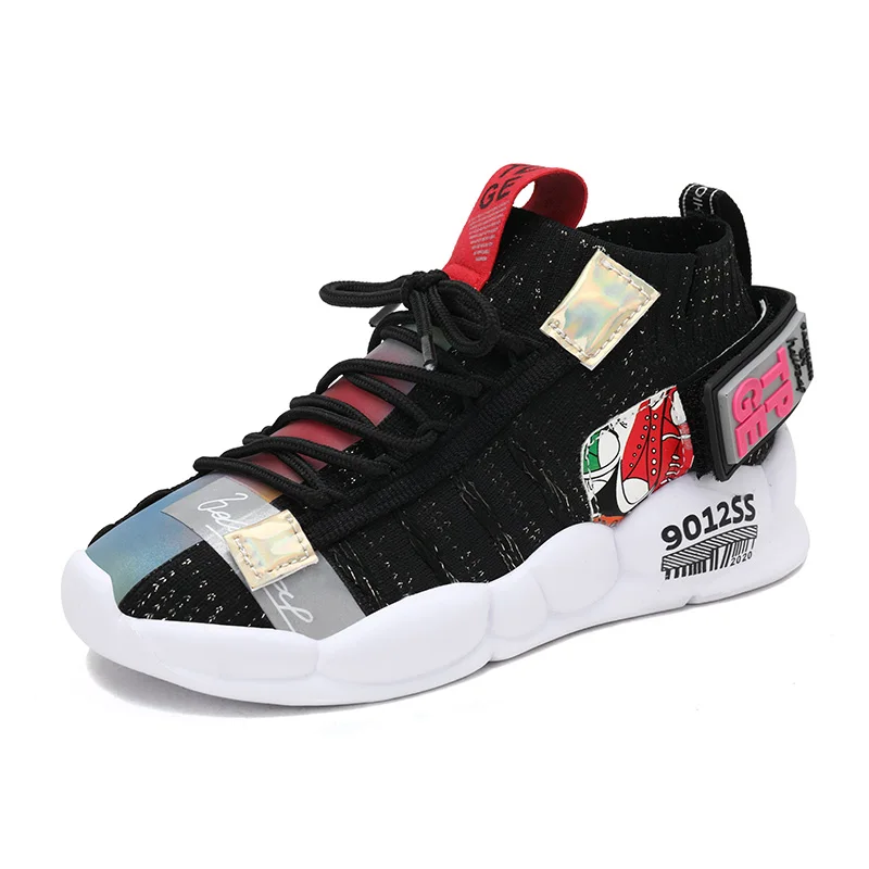 NEW Children Shoes Boys Girls Sport Fashion Comfortable Autumn Outdoor Breathable Kids Sneakers Zapatos casuales Running Shoes - Цвет: Черный