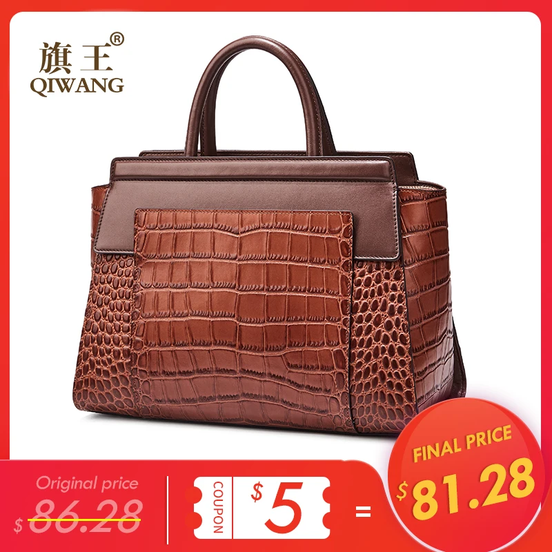 Sacs à main en cuir de vache marron de luxe femmes fourre-tout Qiwang marque sacs à main en cuir de