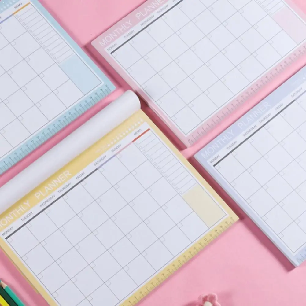 54 Sheets/Pcs Simple Desktop Planner Weekly Planner Work Summary Book Efficiency Month Plan Tear Notebook Desktop Plan Sche P5K5 afbeelding