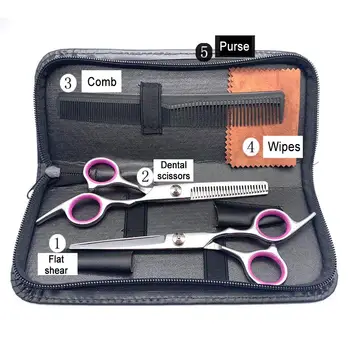 

5PCS/Set Professional Haircut Kit Hairdresser Scissors Set Thinning Shear Hair Cutting Scissors Kit For Hair Styling Daily Care