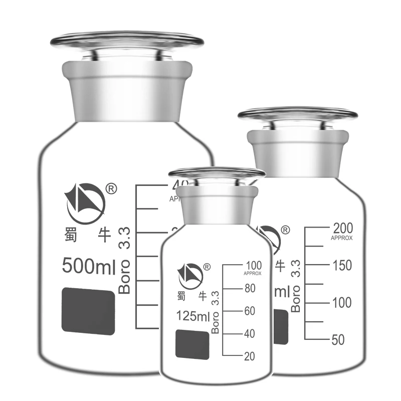 High Borosilicate White Wide Mouth Bottle High Temperature Resistant Reagent Bottle Laboratory 60ml /125ml /250ml /500ml /1000ml
