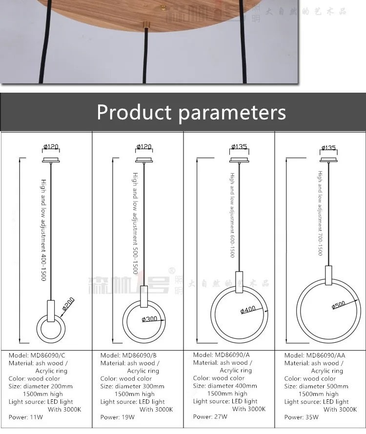 Современный светодиодный подвесной светильник в скандинавском стиле с деревянными люстрами для гостиной, спальни, лестничное освещение, кольцевые подвесные светильники