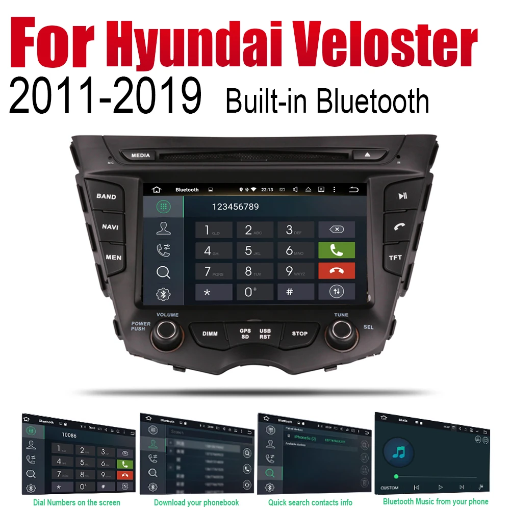 Автомобильный GPS навигатор на Android для Hyundai Veloster 2011 2019 радио стерео DVD Bluetooth Wi Fi 2DIN