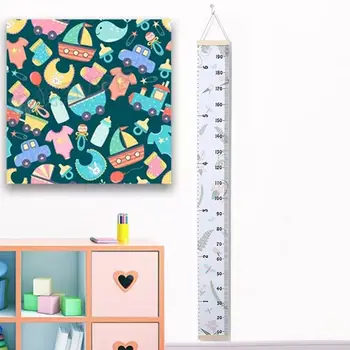 

Kids Baby Growth Chart Wood+Canvas DIY Wall Hanging Measuring Ruler Room Decor F3ME