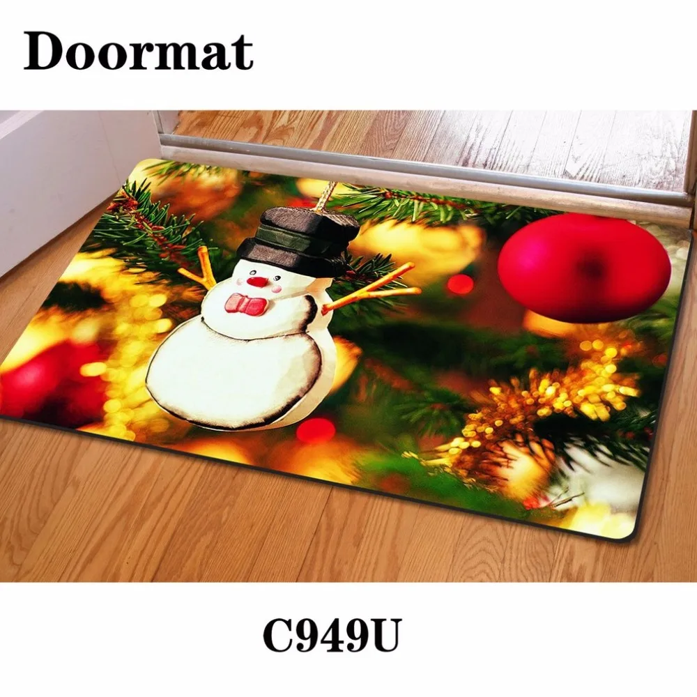 Anti-slip Kitchen Door Mat Washable Bathroom Door Mat Home Entrance Floor Carpet Christmas Pattern Home Office Supplies