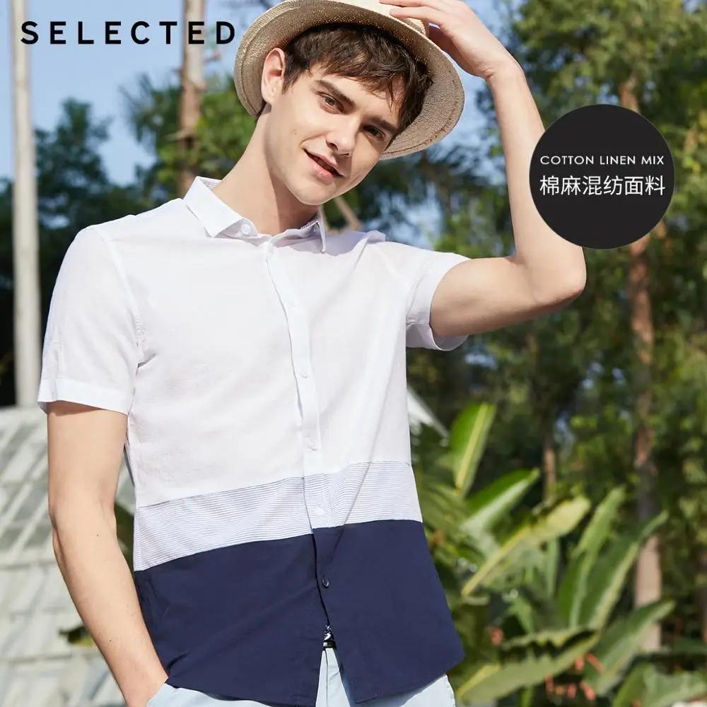 SELECTED Men's Cotton & Linen Assorted Colors Short-sleeved Shirt S|419204514 SELECTED Men's Cotton & Linen Assorted Colors Short-sleeved Shirt S|419204514