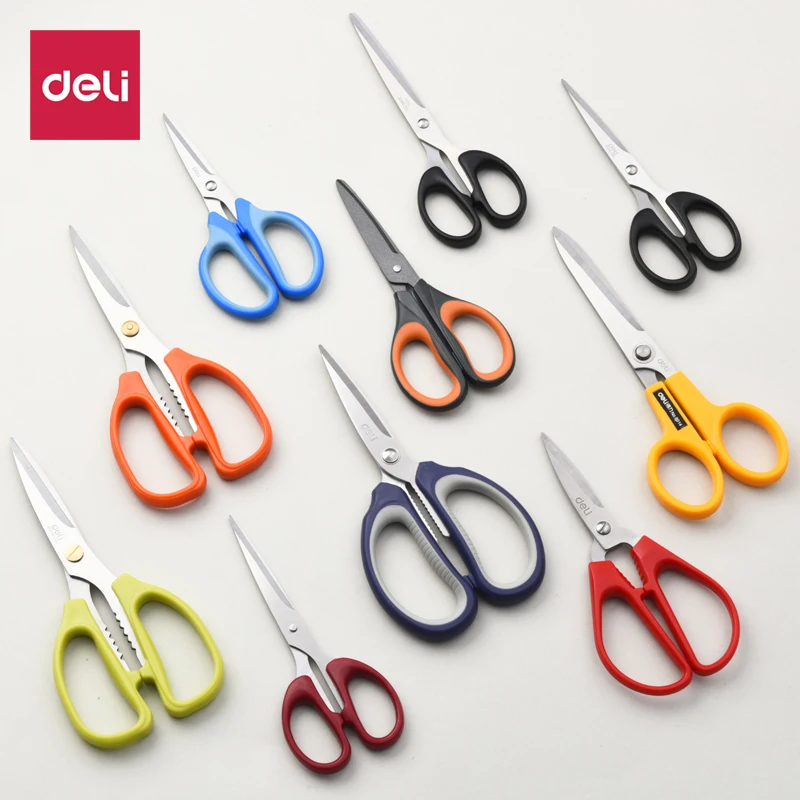 Deli Multi Size Stainless Steel Scissors Office Home Tailor Shears Kitchen Knife Child DIY Paper Cutting Tool Student Stationery