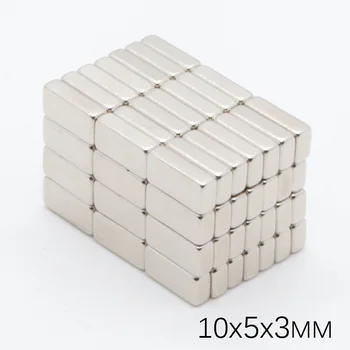 

100pcs 10x5x3 mm N35 NdFeB Small Block Super Strong Neodymium Magnets 10*5*3 Rare Earth Cuboid Powerful magnetic magnets